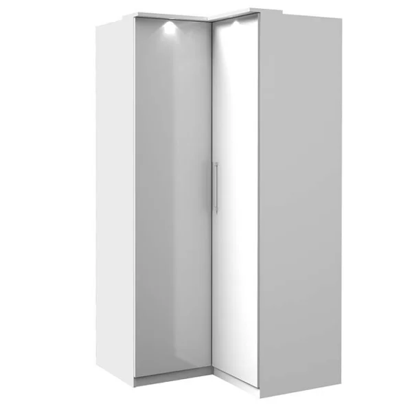 Armadio 109x217cm ad angolo 2 ante bianco opaco e lucido Naper