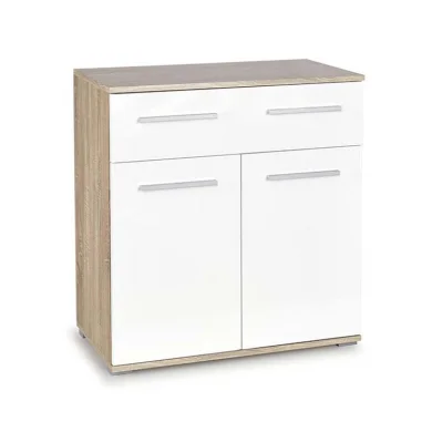 Credenza moderna 2 ante 1 cassetto 77x82cm rovere bianco Viki