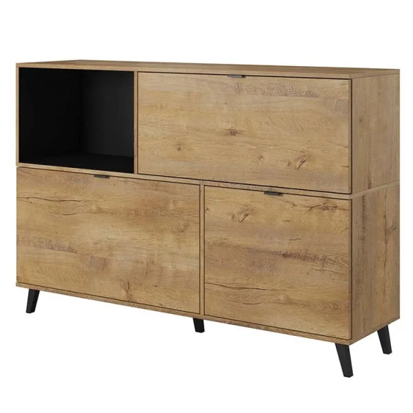 Credenza moderna 3 ante soggiorno 150x100cm rovere nero Blester