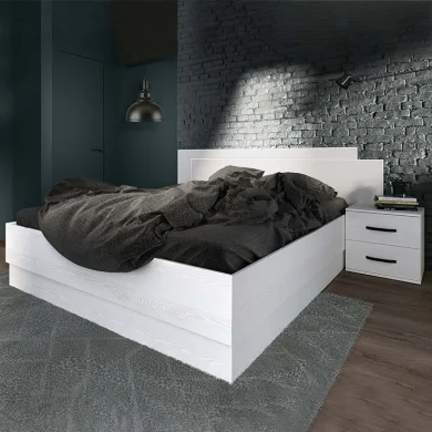 Letto matrimoniale con comodini 160x200cm pino bianco Angara