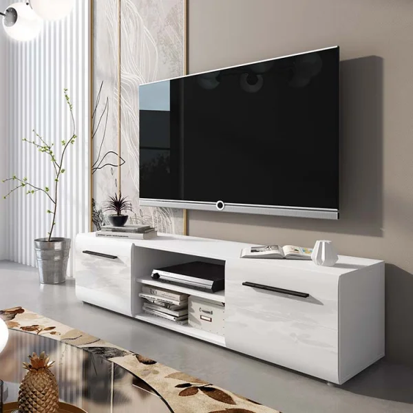 Mobile porta tv160x40cm moderno soggiorno bianco lucido Cold