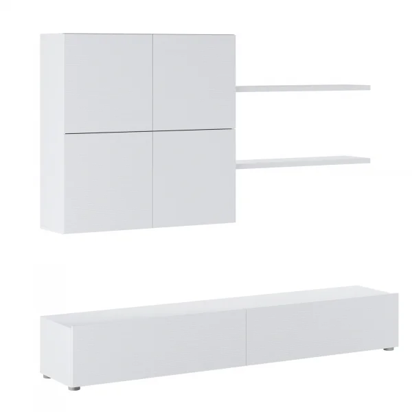 Parete attrezzata 200x194cm soggiorno bianco frassinato Euphoria