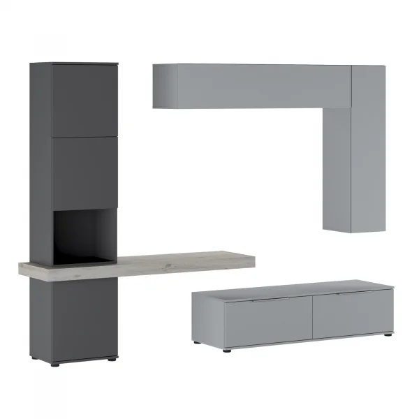 Parete attrezzata 280x207cm soggiorno grigio antracite Universe