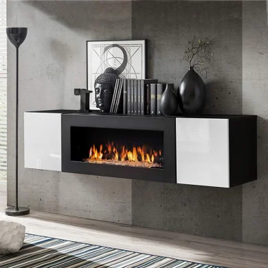 Pensile sospeso con biocamino 160x40cm nero bianco Ignis Gihome®