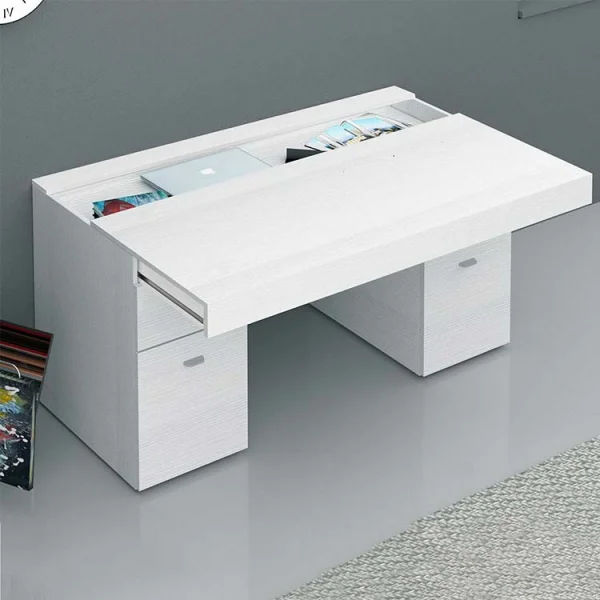 Scrivania 130x60cm ufficio moderna bianco frassinato Becka big