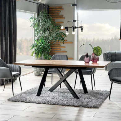 Tavolo da pranzo moderno 160/200cm rovere nero opaco Hector