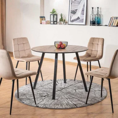 Tavolo da pranzo rotondo moderno 100x100cm noce nero opaco Kip