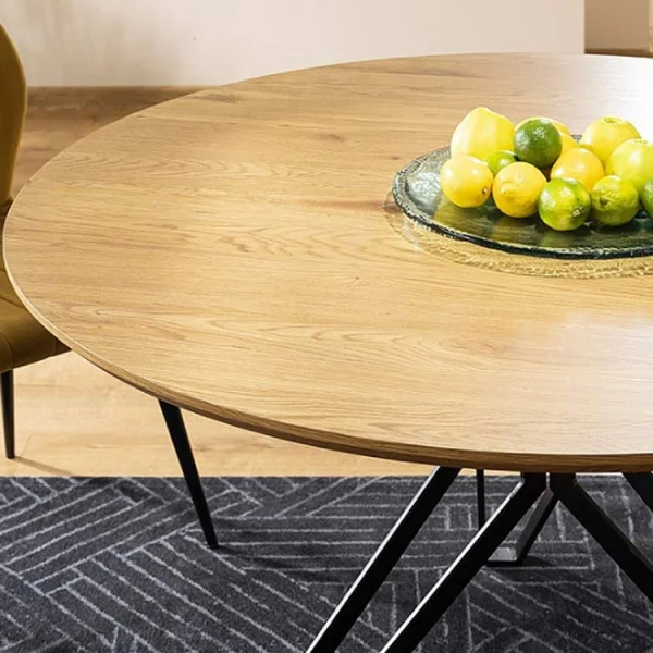 Tavolo 120x120cm da pranzo rotondo moderno rovere nero opaco Ira