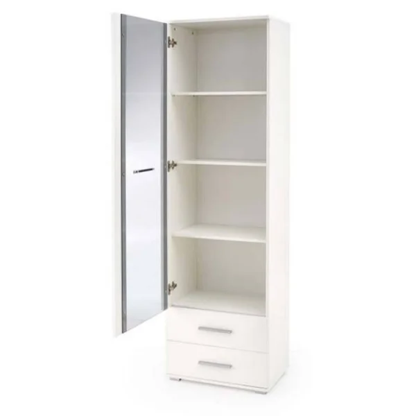 Vetrina 1 anta 2 cassetti 60x200cm bianco opaco e lucido Viki