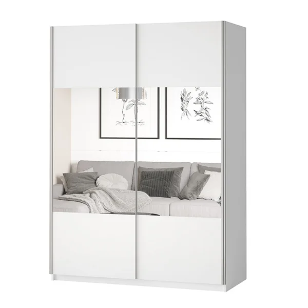 Armadio 120x210cm 2 ante con specchio bianco opaco Pascal Gihome®