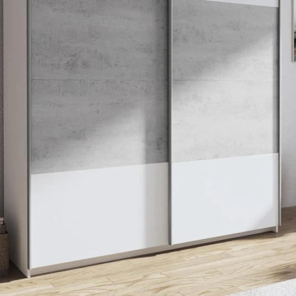 Armadio 180x218cm 2 ante scorrevoli bianco frassinato cemento Mosca