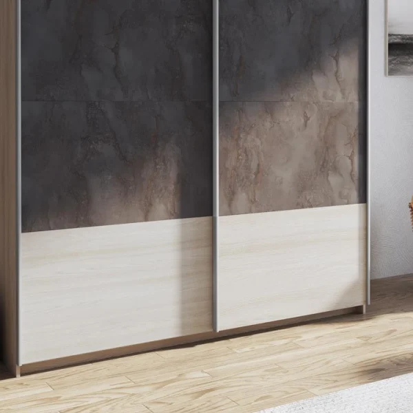 Armadio 2 ante scorrevoli 180x218cm rovere chiaro ossido Mosca