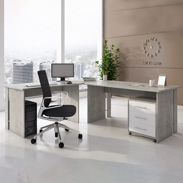 Arredo ufficio completo bianco frassinato cemento Woody