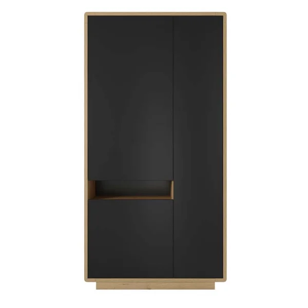 Credenza alta moderna 3 ante 92x181cm nero opaco rovere Esmond