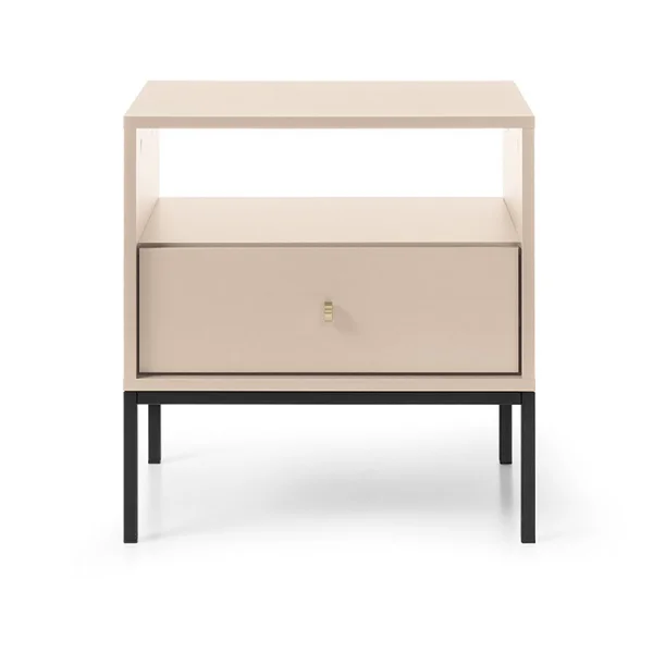 Comodino 54x56cm design 1 cassetto moderno beige Glory