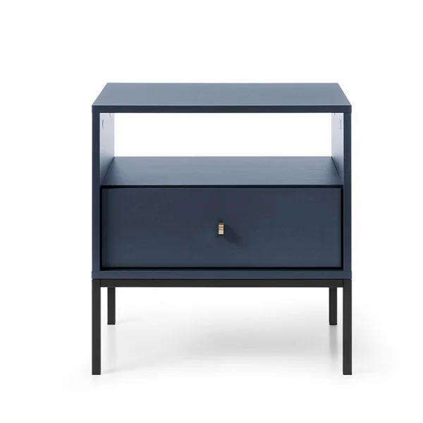 Comodino 54x56cm design moderno 1 cassetto blu notte Glory