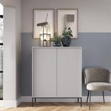 Credenza alta 104x125cm 2 ante soggiorno grigio Alisa