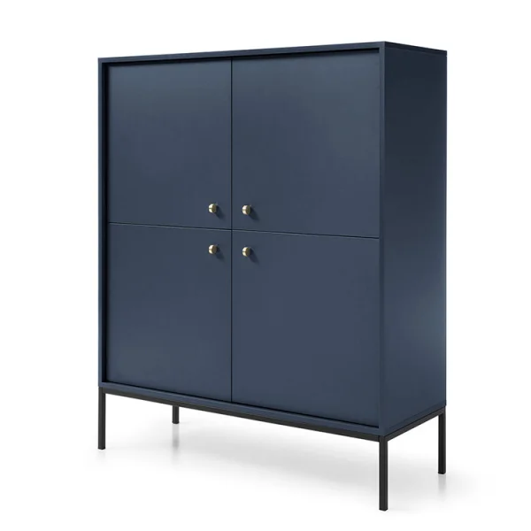 Credenza alta 104x125cm 4 ante soggiorno blu notte Glory