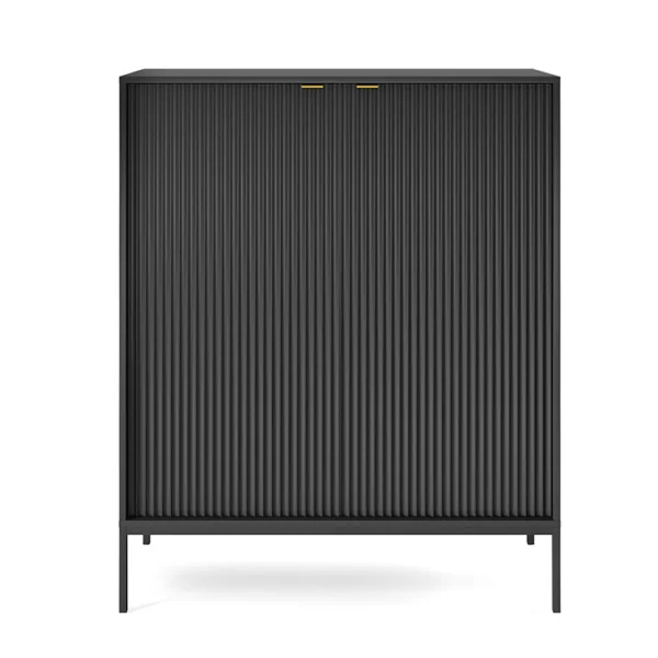 Credenza alta 104x125cm moderna soggiorno 2 ante nero Alisa