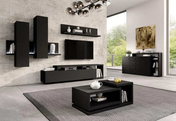 Credenza 180x97cm soggiorno 2 ante nero opaco Megan Gihome®