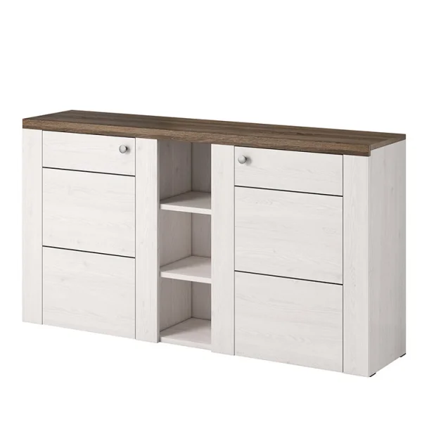 Credenza moderna 155x85cm pino bianco rovere 2 ante Paloma 2