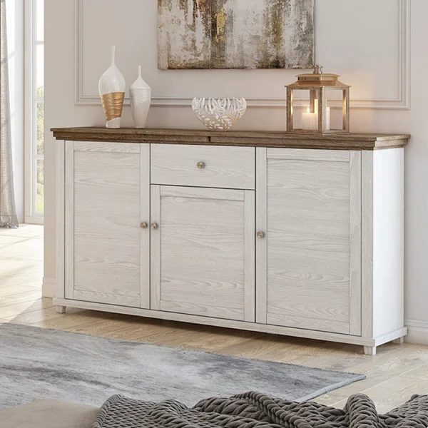 Credenza 160x93cm moderna 3 ante bianco frassinato rovere Texel