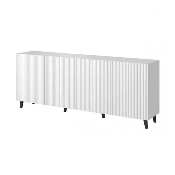 Credenza 201x83cm moderna 4 ante decorate bianco opaco Susana