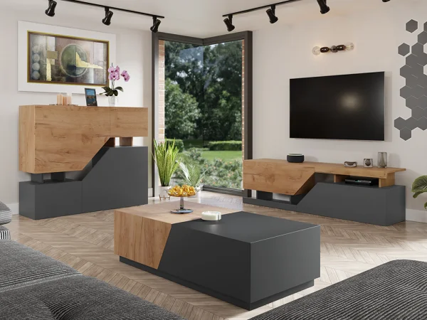 Credenza moderna 120x100cm design rovere antracite Modesta