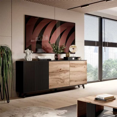 Credenza 160x82cm soggiorno design industrial rovere nero Nandina