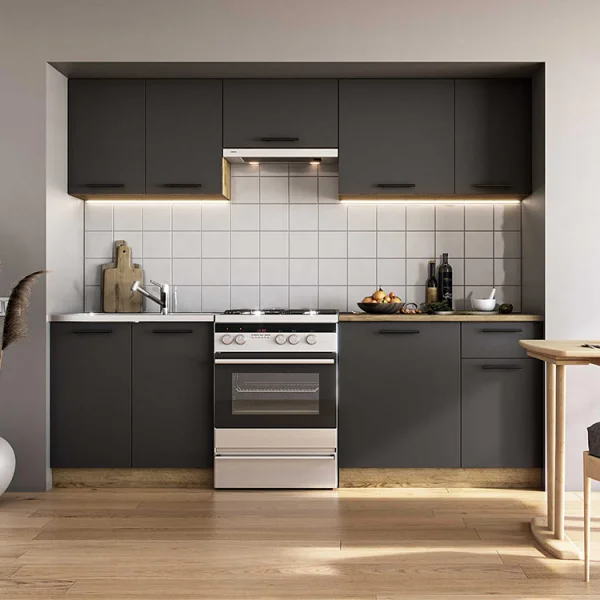 Cucina 240cm moderna componibile standard antracite rovere Urban