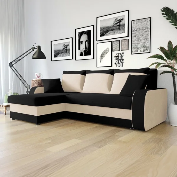 Divano letto 3 posti moderno 238cm nero écru Flow