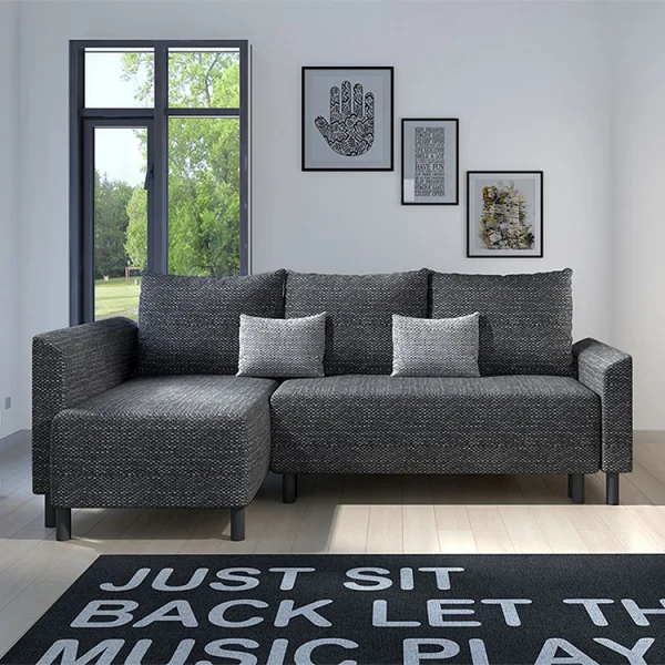 Divano letto matrimoniale 3 posti 205cm grigio chiaro e scuro Connie