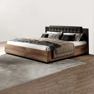 Letto matrimoniale 160x200cm con rete contenitore quercia scuro nero Vulcano