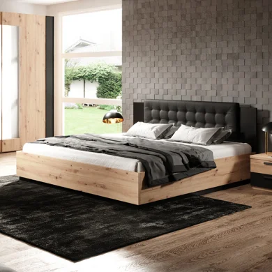 Letto matrimoniale 160x200cm con rete contenitore rovere nero Vulcano