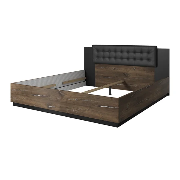 Letto 180x200cm oversize matrimoniale rovere scuro nero Vulcano