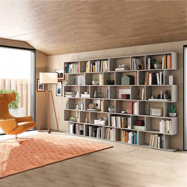 Libreria da parete moderna 320x192cm cemento Shelf