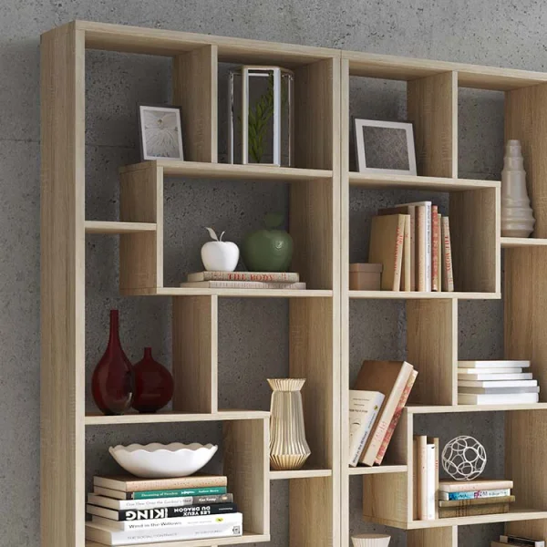 Libreria moderna parete soggiorno 274x161cm rovere Eliza