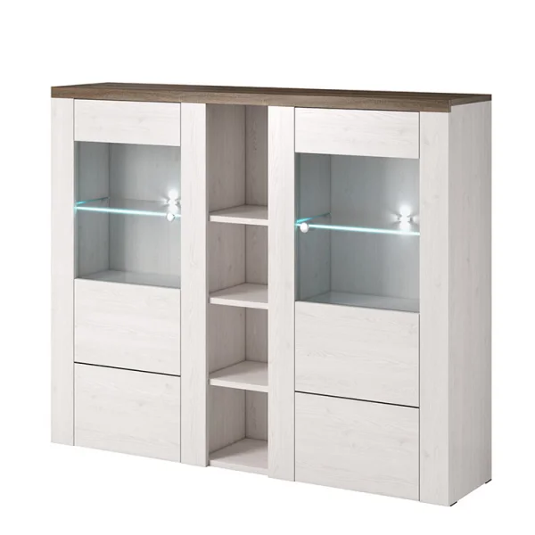 Credenza alta 155x130cm bianco frassinato rovere 2 ante Paloma 2