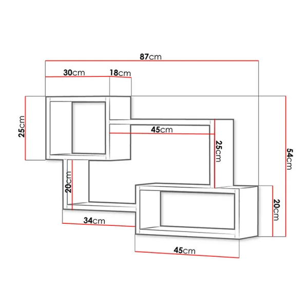 Mensola pensile a muro design moderno 87x54cm bianco effetto marmo Shila