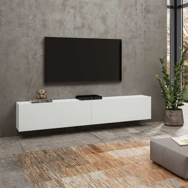 Mobile porta tv 180x35cm moderno bianco Fusion