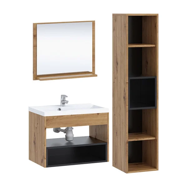 Mobile bagno 100x133cm sospeso moderno rovere nero Florentina