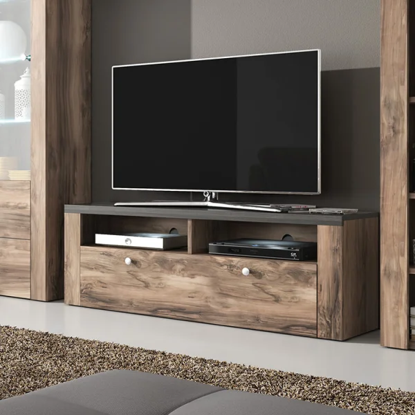 Mobile porta tv 140x49cm 1 anta noce rovere grigio Paloma 2