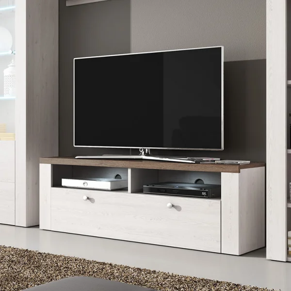 Mobile porta tv 1 anta 140x49cm bianco frassinato rovere Paloma 2