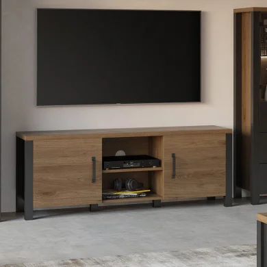 Mobile porta tv 147x57cm rovere scuro nero Nebraska