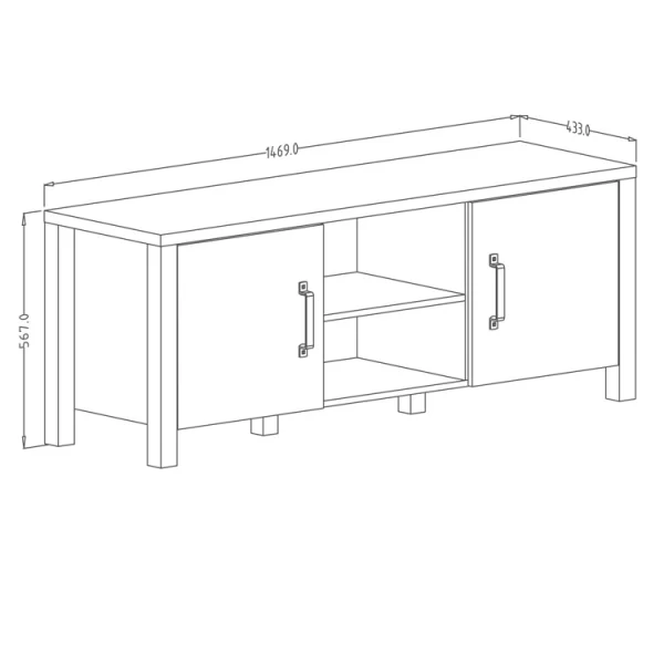 Mobile porta tv 147x57cm rovere scuro nero Nebraska