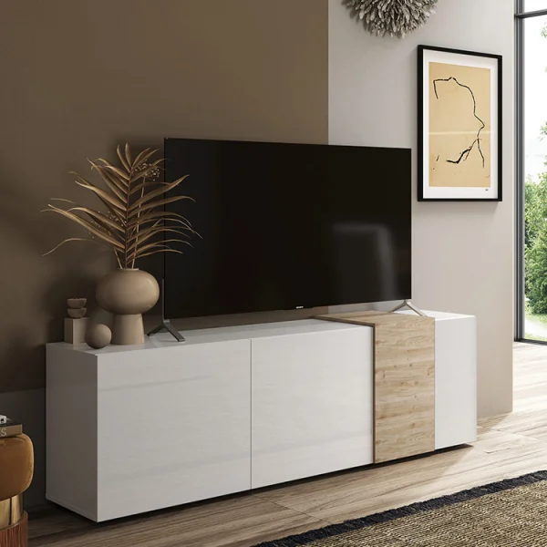 Mobile porta tv 181x59cm 3 ante bianco lucido rovere Universal