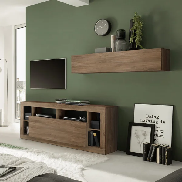 Mobile porta tv 172x66cm con ribalta rovere scuro Trilogy