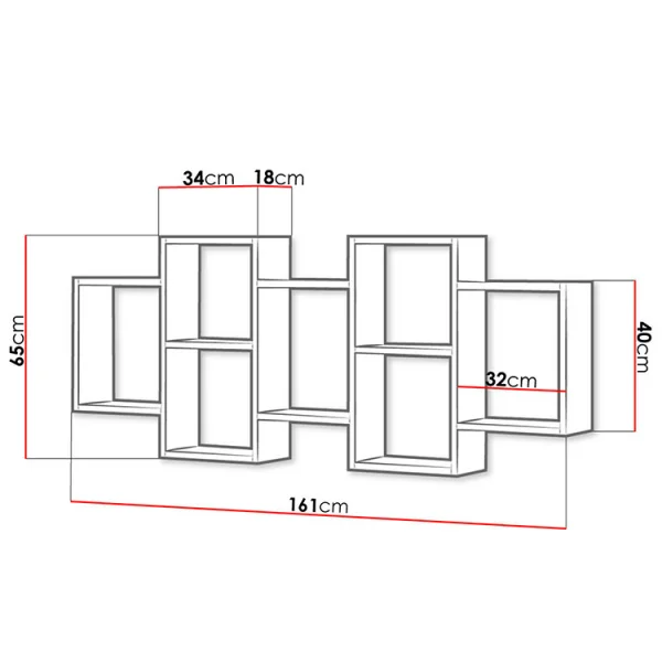 Mensola pensile da parete design moderno 161x65cm grigio chiaro Emanuela