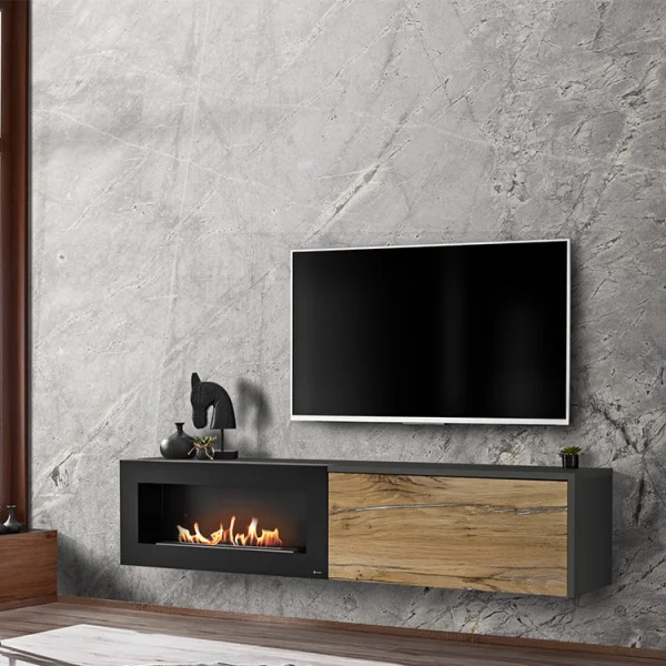 Mobile TV sospeso da parete, console multimediale per TV bianca, con ripiani per soggiorno, camera da letto, fori per cavi inclusi Mobile TV sospeso da parete, console multimediale per TV bianca, con ripiani per soggiorno, camera da letto, fori per cavi inclusi