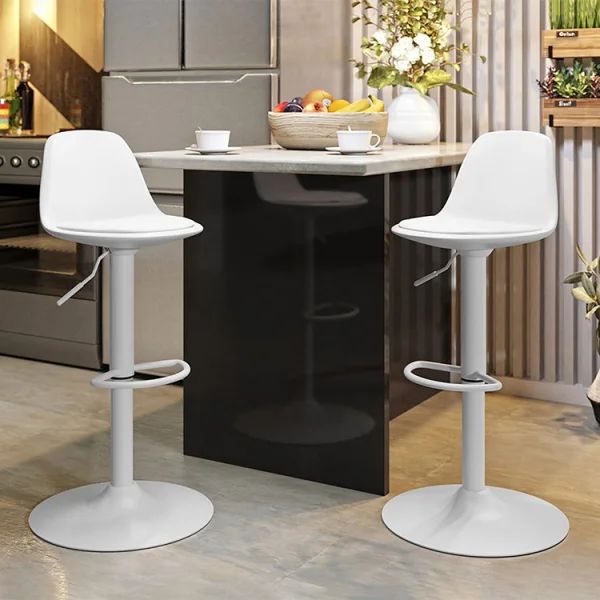 Sgabello bar design regolabile 82/103cm bianco Perry